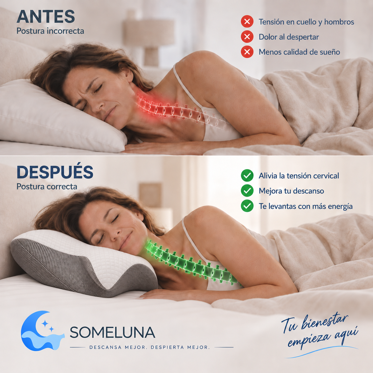 Almohada Cervical Ergonómica Someluna